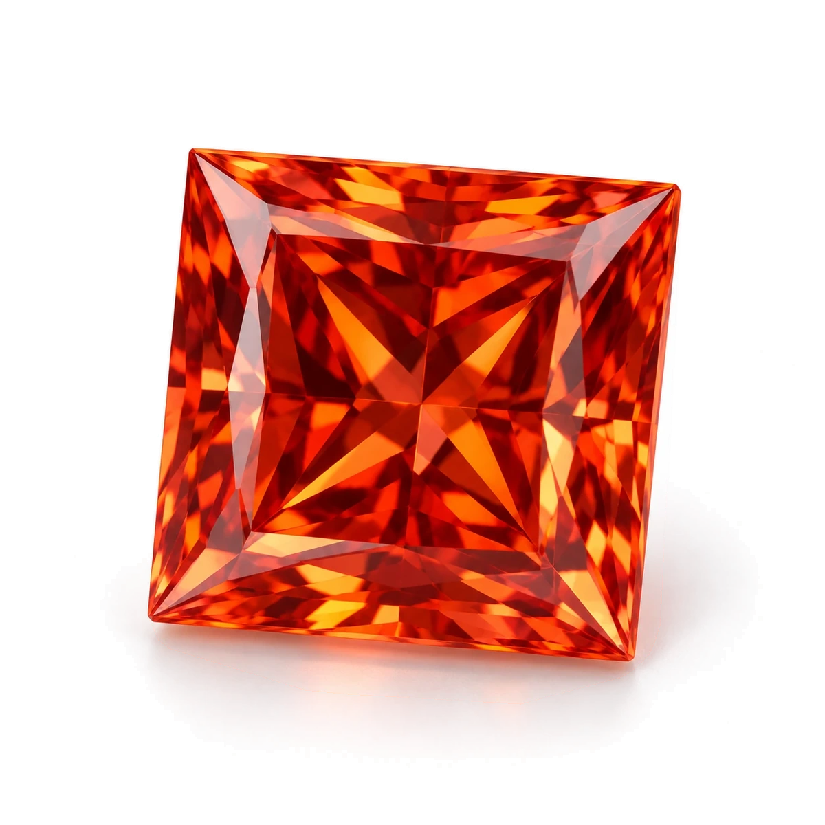 Orange red Square Cubic Zirconia — AI-generated product image