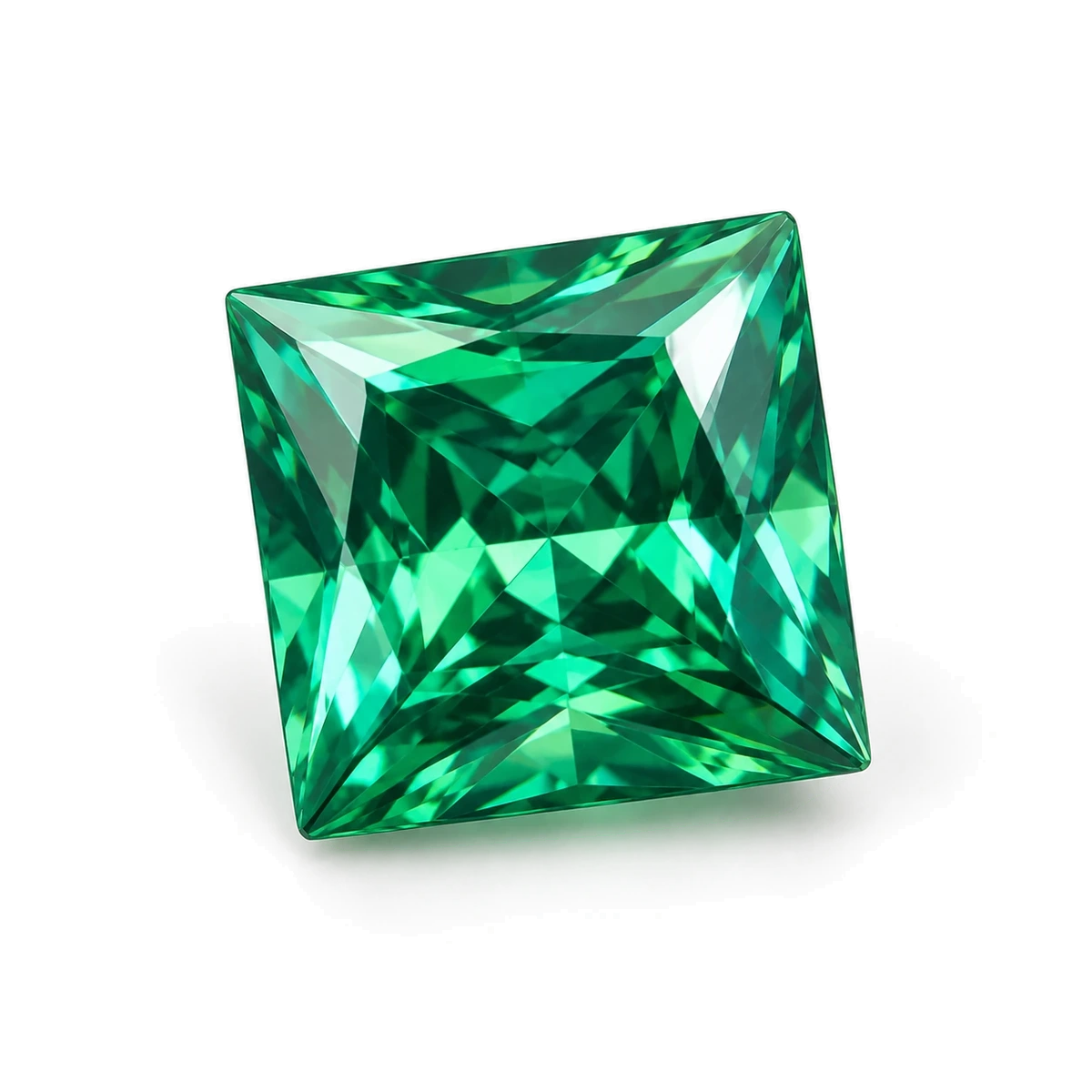 Green Square Cubic Zirconia — AI-generated product image