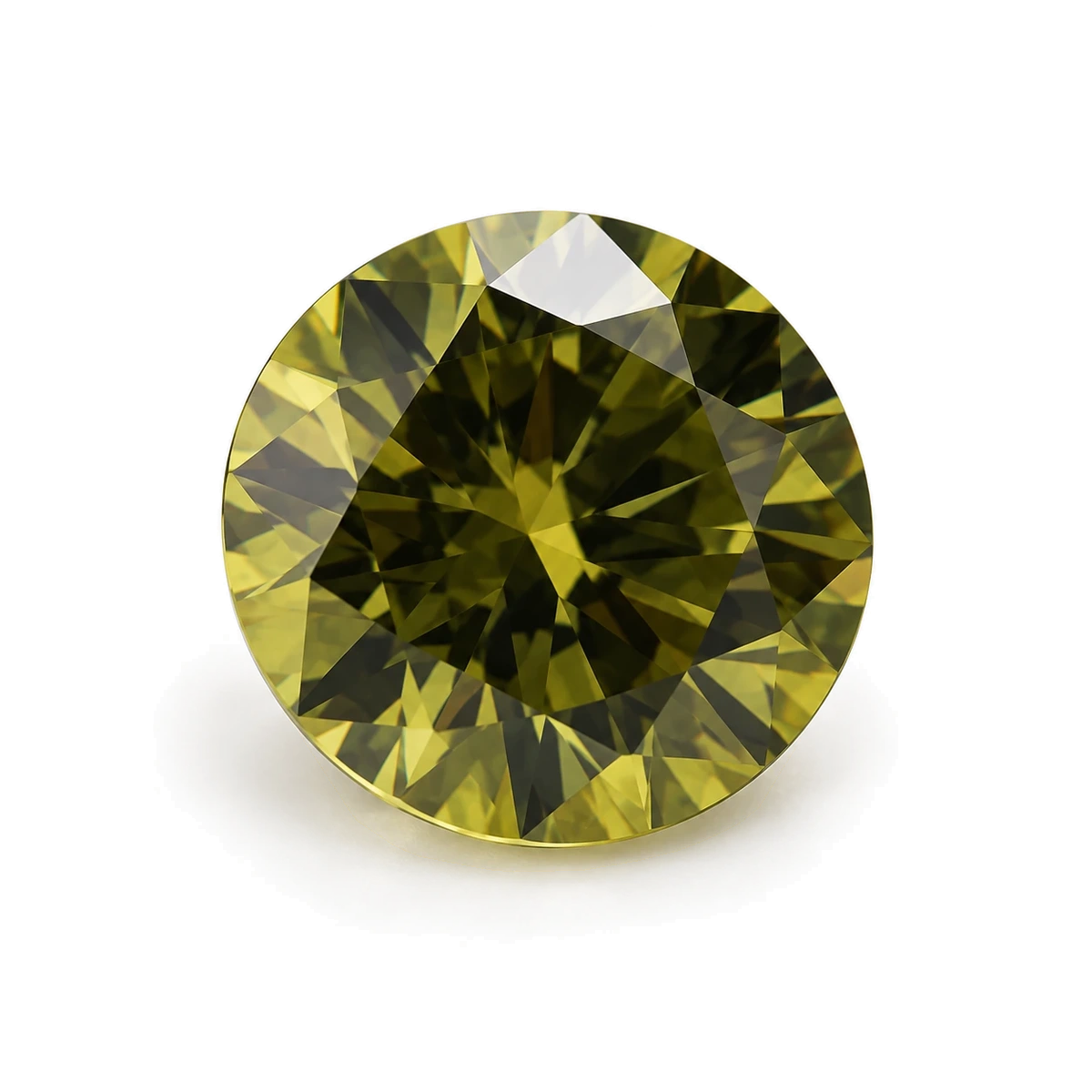 Olive green Round Cubic Zirconia — AI-generated product image