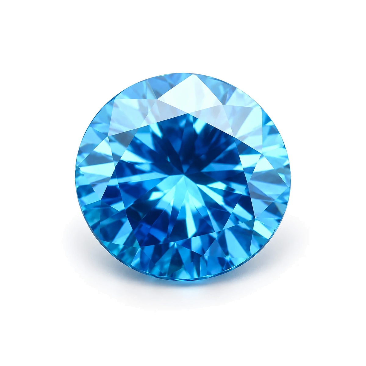 Aqua blue Round Cubic Zirconia — AI-generated product image