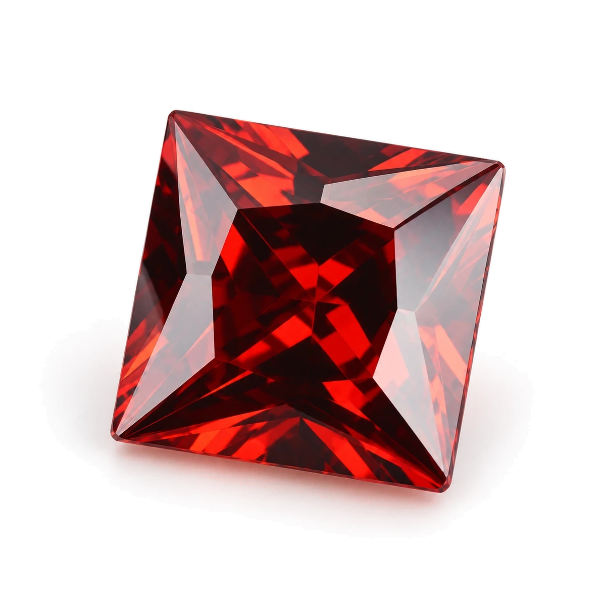 Garnet red Square Cubic Zirconia — AI-generated product image