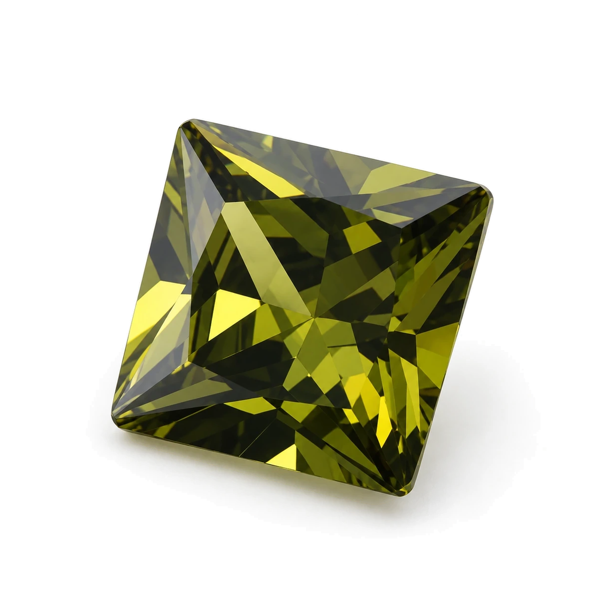 Olive green Square Cubic Zirconia — AI-generated product image