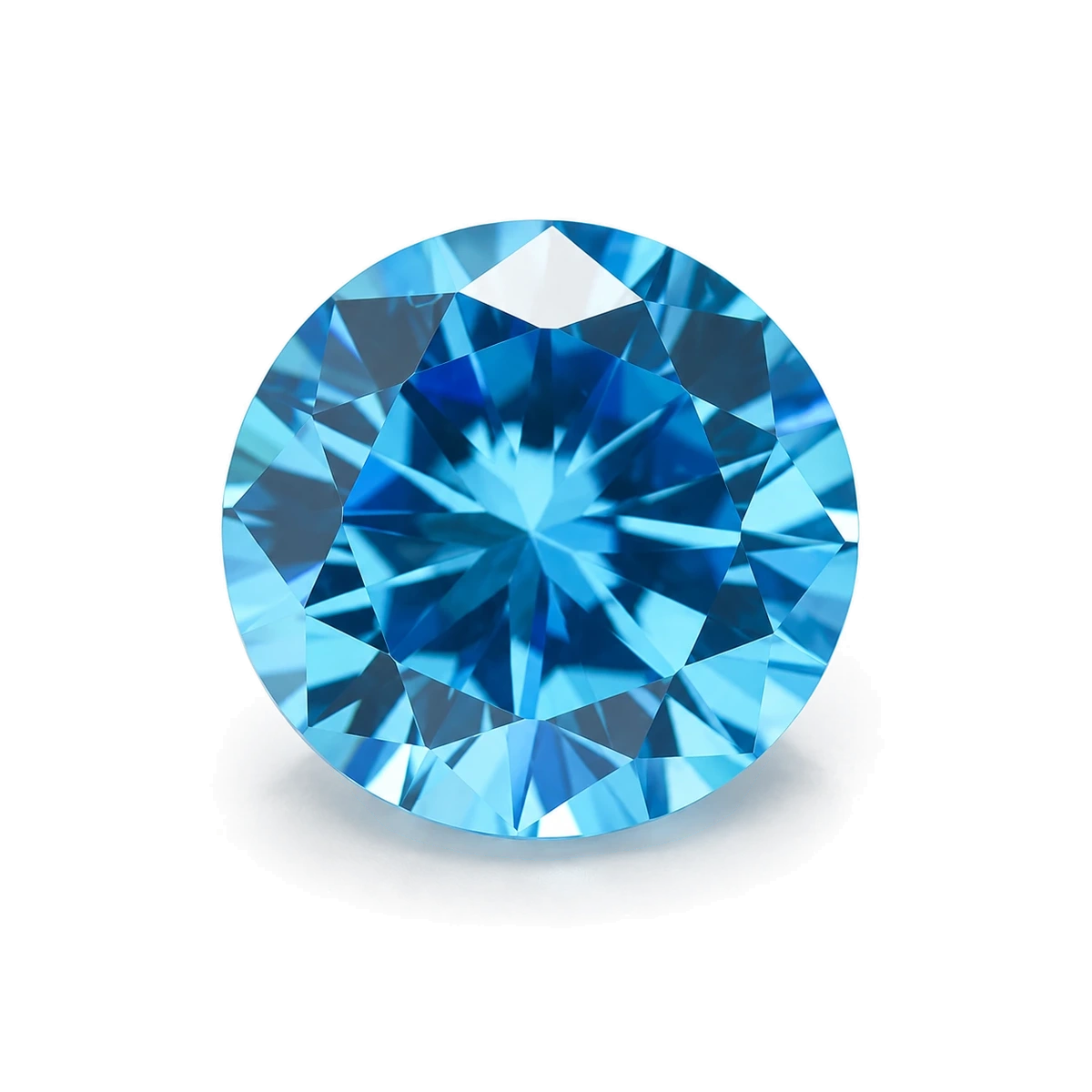 Aqua blue Round Cubic Zirconia — AI-generated product image