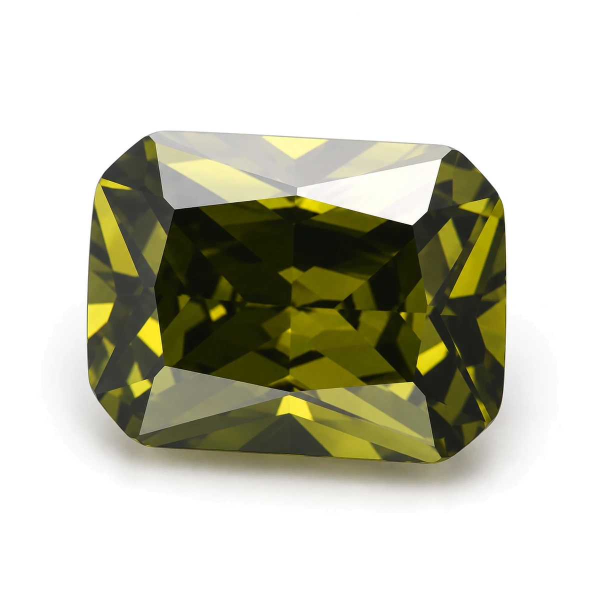 Olive green Octagon Cubic Zirconia — AI-generated product image