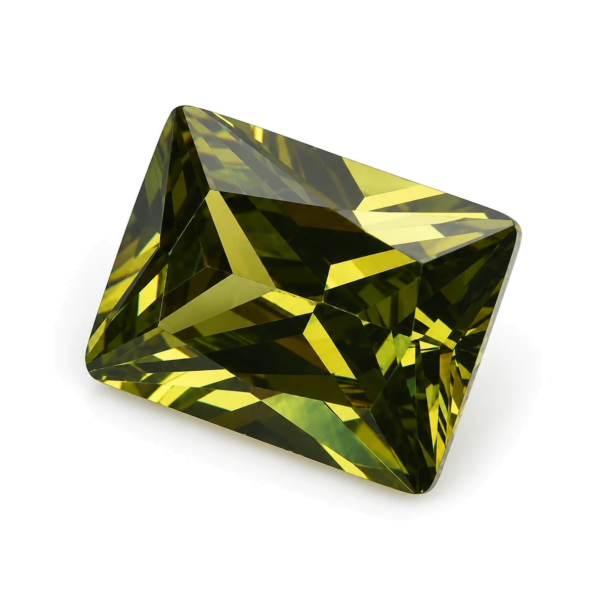 Olive green Rectangle Cubic Zirconia — AI-generated product image
