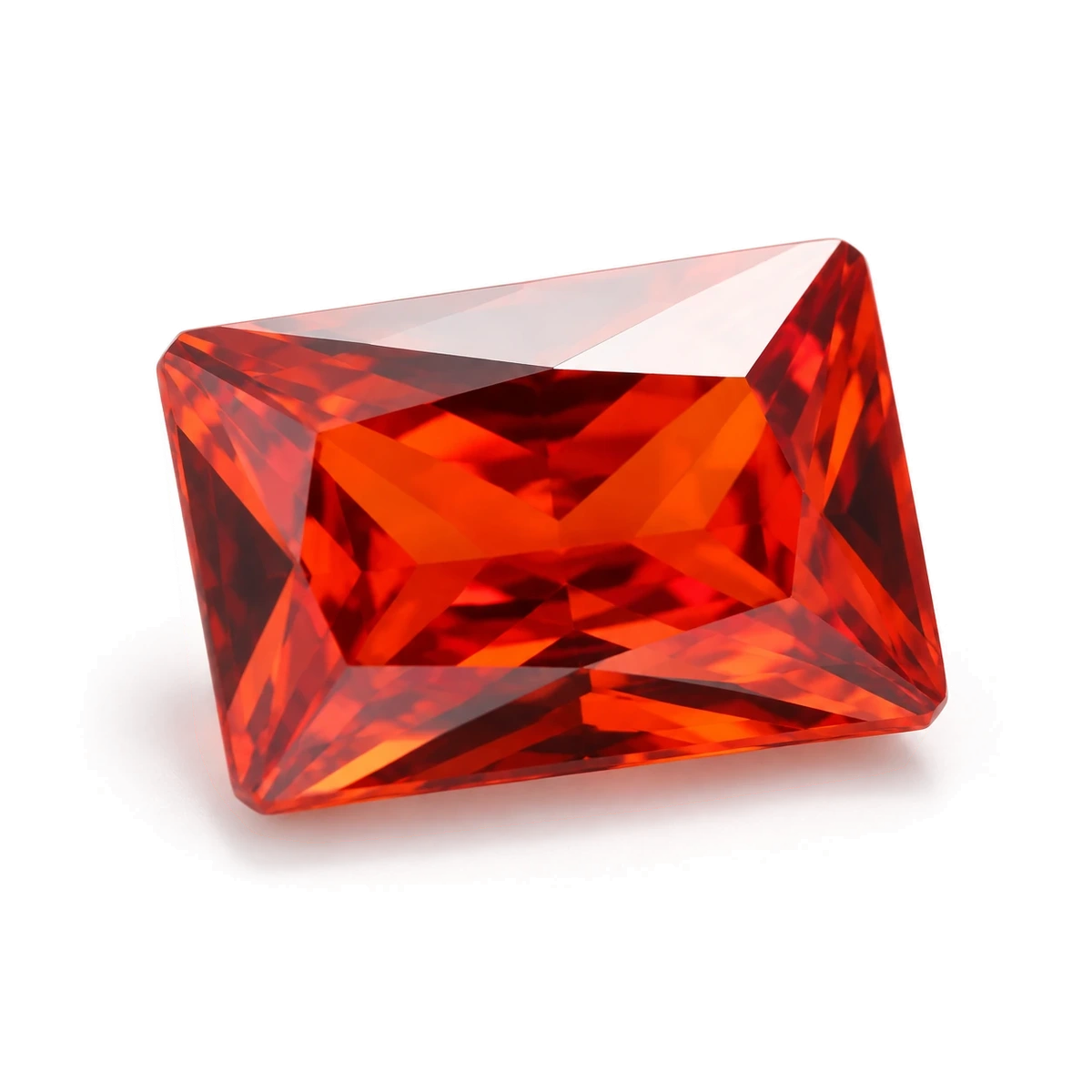 Orange red Rectangle Cubic Zirconia — AI-generated product image